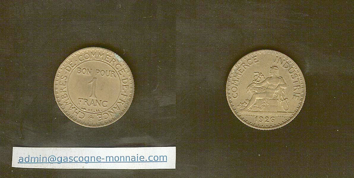 1 franc Chambres de Commerce 1926 SUP+